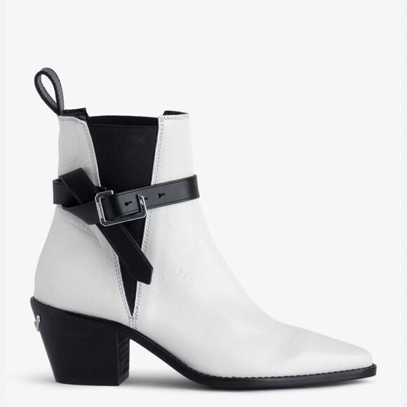 Zadig & Voltaire boots Tyler Cecilia vintage patent Bootie white ice. New 38/7 - Picture 1 of 13